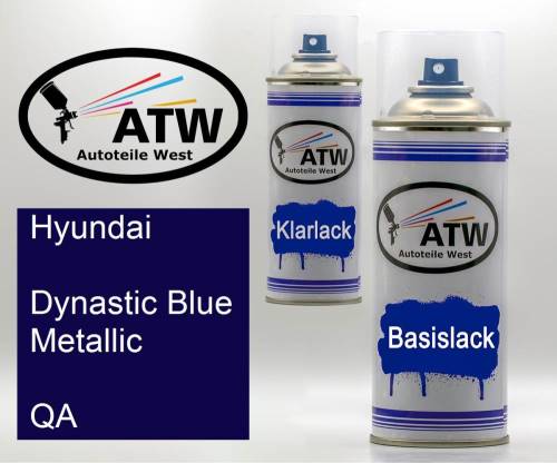 Hyundai, Dynastic Blue Metallic, QA: 400ml Sprühdose + 400ml Klarlack - Set, von ATW Autoteile West.